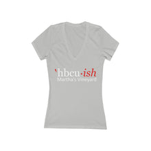 Load image into Gallery viewer, YEAR ROUND white HBCU red ish MV Vneck  * READ SIZING CHART * Women's Jersey Short Sleeve Deep V-Neck Tee