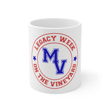 Load image into Gallery viewer, Red, White & Blue LEGACY WEEK ON THE VINEYARD Mug 11oz - LWV (red ) MV and accent stars ( blue )