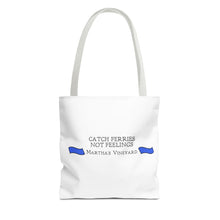 Load image into Gallery viewer, [ Royal Blue Banners ] Catch Ferries Not Feelings Tote Bag - Martha&#39;s Vineyard Travel Accessory
