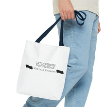 Load image into Gallery viewer, [ black banners ] Catch Ferries Not Feelings Tote Bag - Martha&#39;s Vineyard Inspired Beach Accessory
