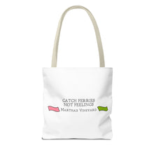 Load image into Gallery viewer, [ Pink &amp; Green ] Catch Ferries Not Feelings Tote Bag - Martha&#39;s Vineyard Travel Bag [ choose the color of the handle ]
