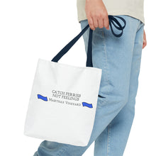 Load image into Gallery viewer, [ Royal Blue Banners ] Catch Ferries Not Feelings Tote Bag - Martha&#39;s Vineyard Travel Accessory
