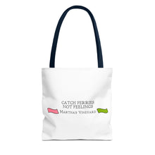 Load image into Gallery viewer, [ Pink &amp; Green ] Catch Ferries Not Feelings Tote Bag - Martha&#39;s Vineyard Travel Bag [ choose the color of the handle ]
