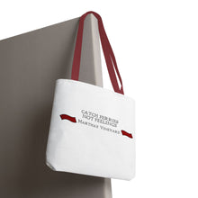 Load image into Gallery viewer, Crimson Red banners Martha&#39;s Vineyard Tote Bag - &quot;Catch Ferries Not Feelings&quot; [ choose your handle color ]
