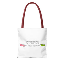 Load image into Gallery viewer, [ Pink &amp; Green ] Catch Ferries Not Feelings Tote Bag - Martha&#39;s Vineyard Travel Bag [ choose the color of the handle ]
