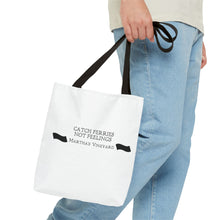 Load image into Gallery viewer, [ black banners ] Catch Ferries Not Feelings Tote Bag - Martha&#39;s Vineyard Inspired Beach Accessory
