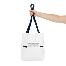 Load image into Gallery viewer, [ black banners ] Catch Ferries Not Feelings Tote Bag - Martha&#39;s Vineyard Inspired Beach Accessory
