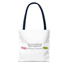 Load image into Gallery viewer, [ Pink &amp; Green ] Catch Ferries Not Feelings Tote Bag - Martha&#39;s Vineyard Travel Bag [ choose the color of the handle ]
