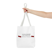 Load image into Gallery viewer, Crimson Red banners Martha&#39;s Vineyard Tote Bag - &quot;Catch Ferries Not Feelings&quot; [ choose your handle color ]
