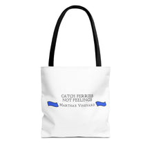 Load image into Gallery viewer, [ Royal Blue Banners ] Catch Ferries Not Feelings Tote Bag - Martha&#39;s Vineyard Travel Accessory
