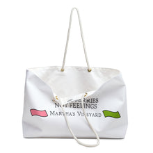 Load image into Gallery viewer, [ Pink &amp; Green banners ] Catch Ferries Not Feelings Weekender Bag - Stylish Beach Tote for Weekend Getaways
