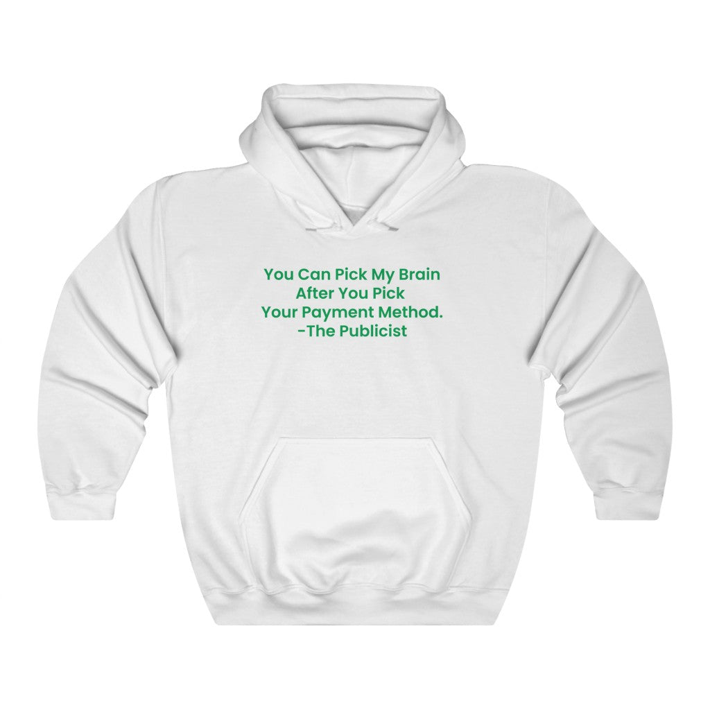 THE PUBLICIST Payment Method. Women's Unisex Heavy Blend™ WHITE Hooded  sweatshirt - PLEASE READ THE SIZE CHART