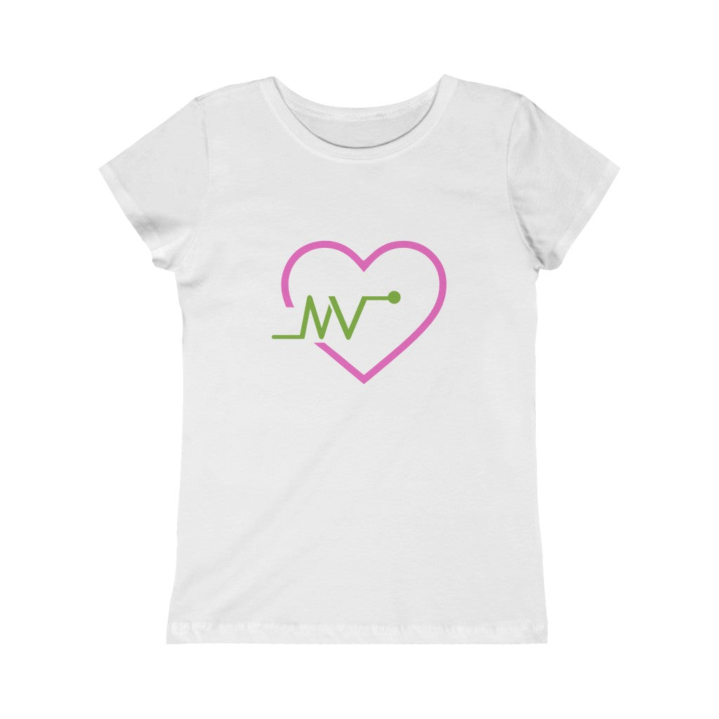 I LOVE MV (green MV Pink Heart) Girls Princess Tee - Please READ SIZE CHART