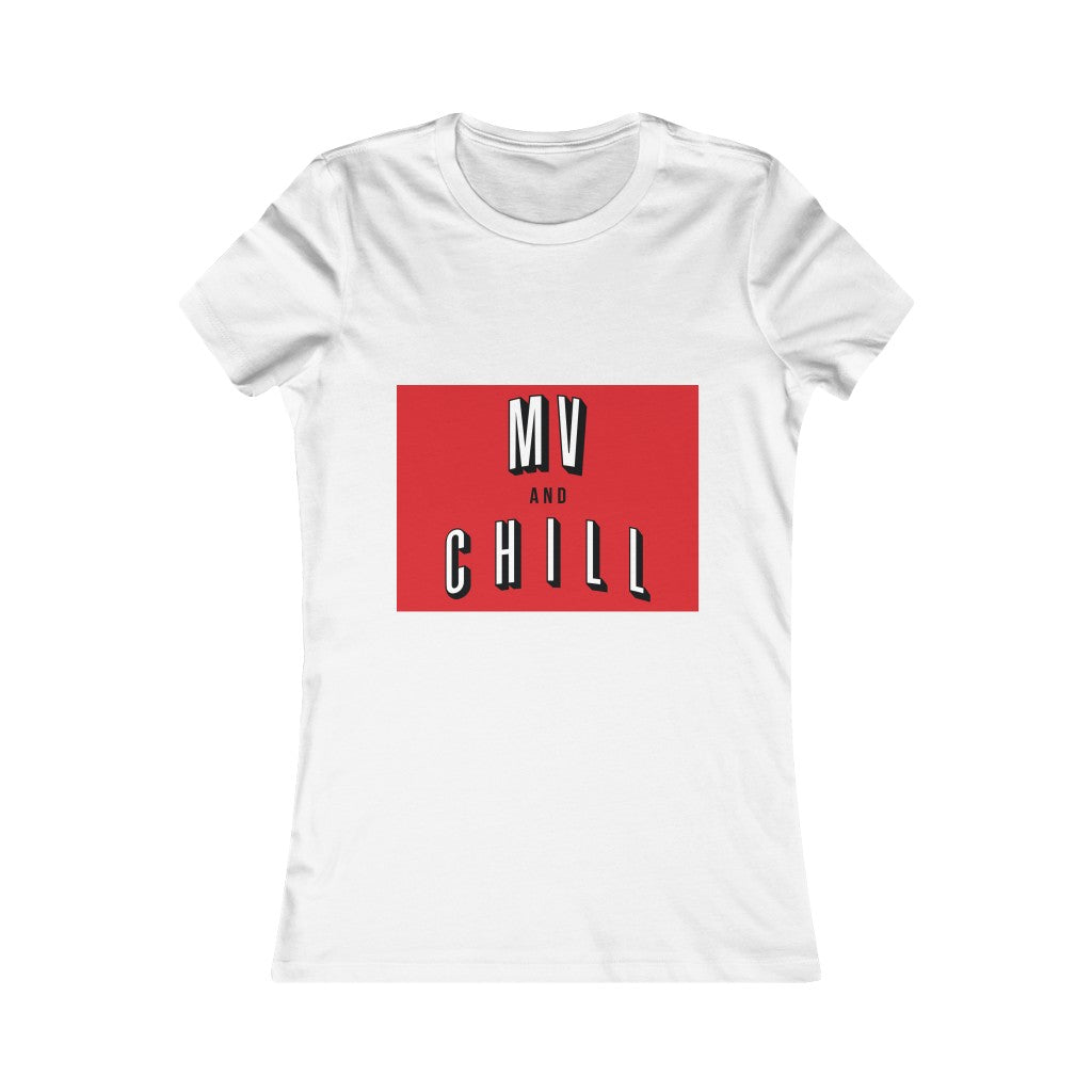 MV and Chill - Women's Favorite Tee White T with Red Box - PLEASE READ SIZE CHART