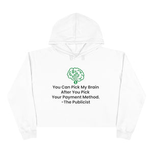 Crop Hoodie  PUBLICIST Women's Unisex Heavy Blend™ WHITE with black text - PLEASE READ THE SIZE CHART