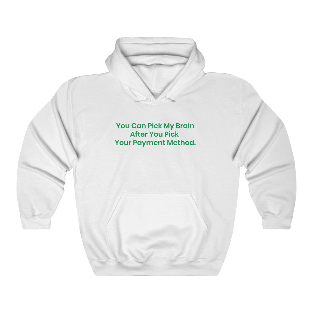 Payment Method - Unisex Heavy Blend™ Hooded Sweatshirt Hoodie -  WHITE with green text - PLEASE READ THE SIZE CHART