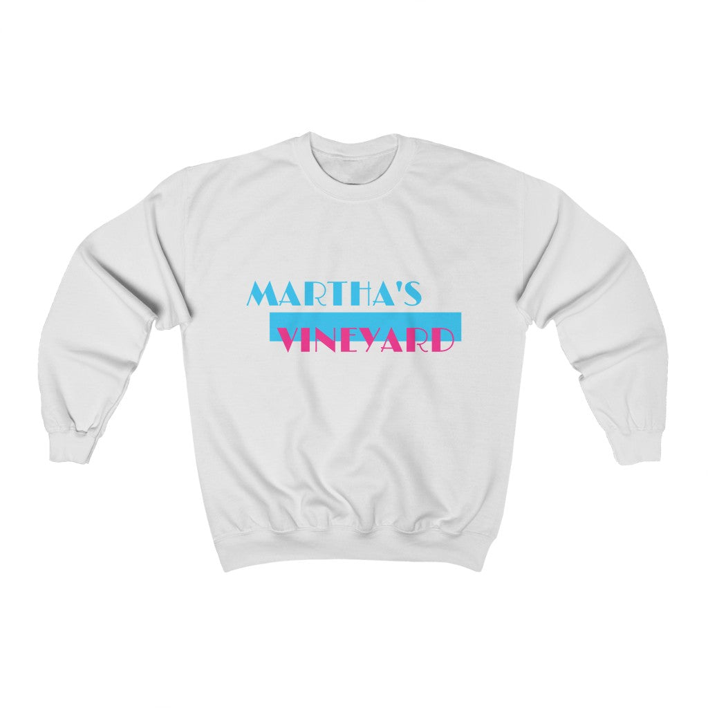 Martha's Vineyard colors Aqua and Orchid  Unisex Heavy Blend™ Crewneck Sweatshirt  - PLEASE SEE SIZE CHART & Thank you in advance for your patience during shipping and arrival date.