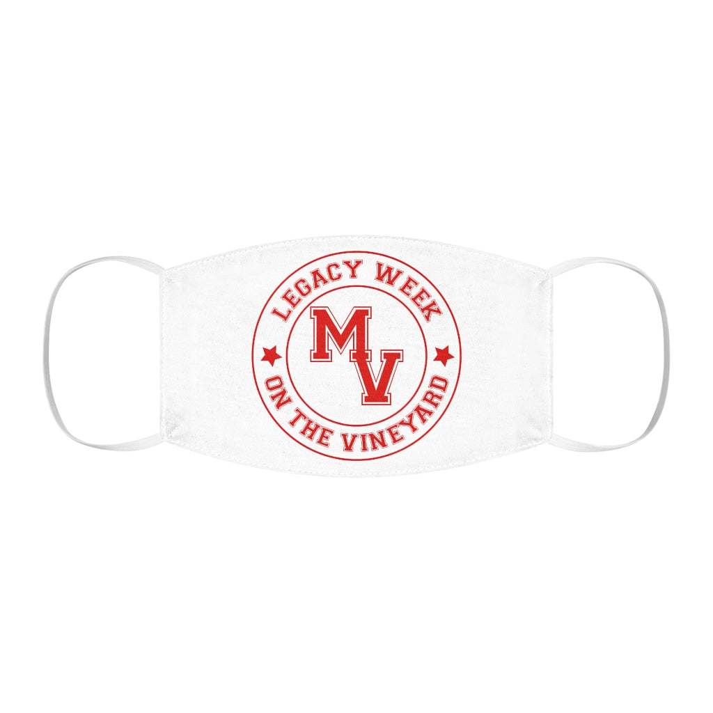 Crimson and White LEGACY WEEK ON THE VINEYARD Snug-Fit Polyester Face Mask - LWV (red ) MV and accent stars ( red )