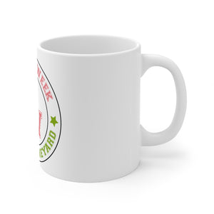 Pink and Green LEGACY WEEK ON THE VINEYARD Mug 11oz- Legacy Week (salmon pink) M ( apple green ) V (salmon pink) accent stars ( R-pink ), (L-green)