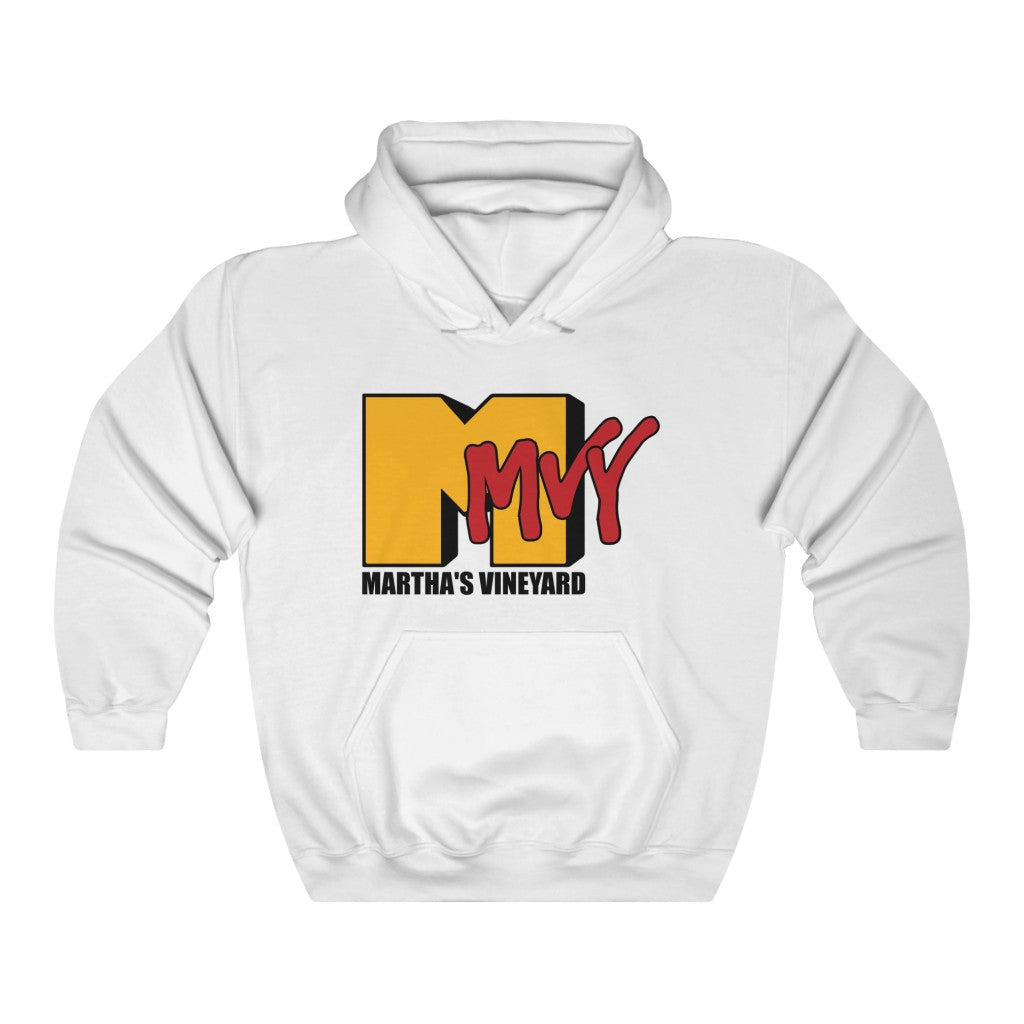 I Want My MVY - Martha's Vineyard Unisex Heavy Blend™ Hooded Sweatshirt ( Gold M with Crimson MVY ) PLEASE SEE SIZE CHART