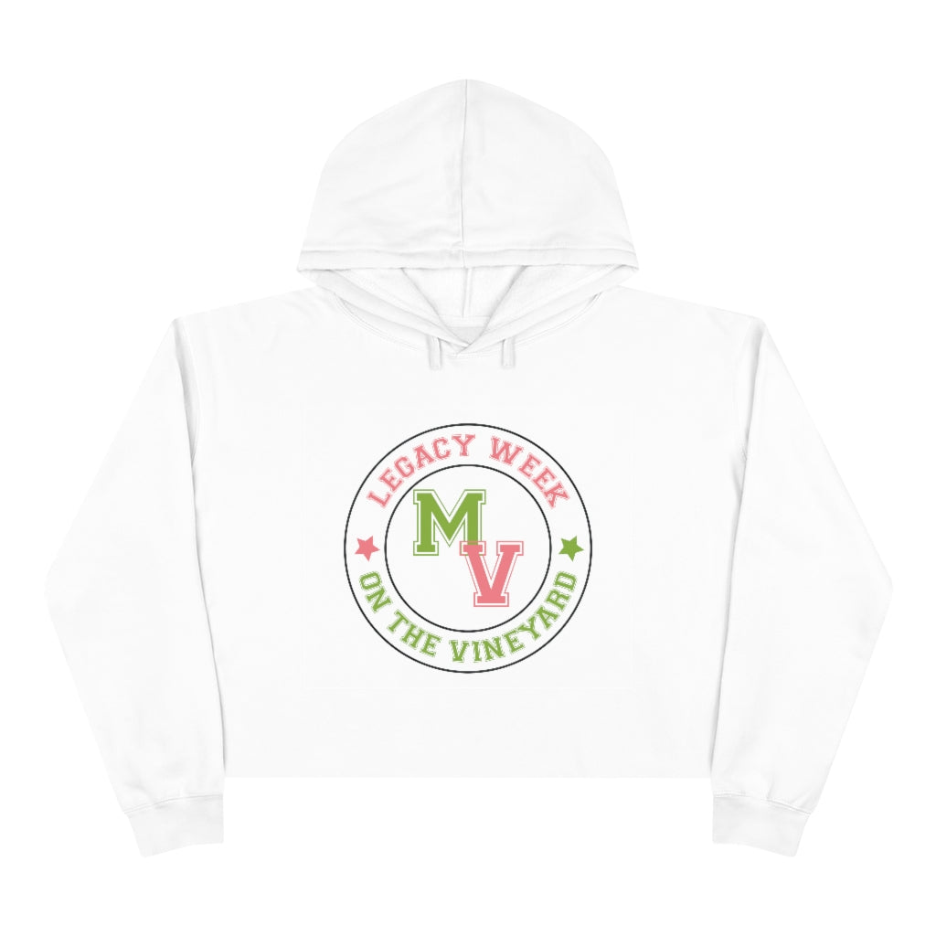 Crop Hoodie Pink and Green LEGACY WEEK ON THE VINEYARD - Legacy Week (salmon pink) M ( apple green ) V (salmon pink) accent stars ( R-pink ), (L-green) PLEASE SEE SIZE CHART