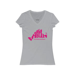 Pink HBCU - MV Women's Jersey Short Sleeve V-Neck Tee