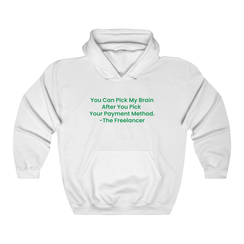 THE FREELANCER Payment Method. Women's Unisex Heavy Blend™ WHITE Hooded  sweatshirt - PLEASE READ THE SIZE CHART