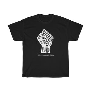HBCU Power to the People Unisex Unisex Heavy Cotton Black Tee - white fist with black letters  