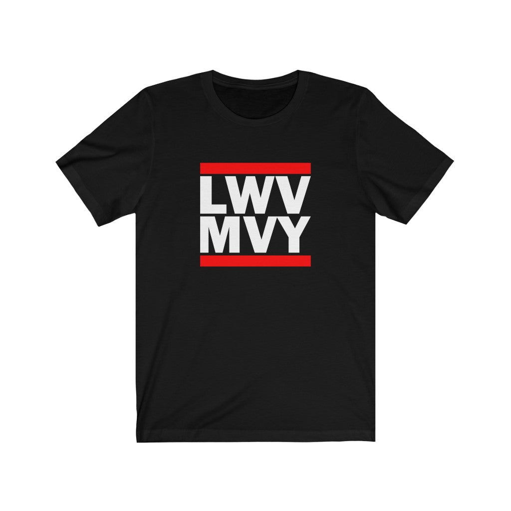 LWV- MVY Black Shirt with White Letters Unisex Jersey Short Sleeve Tee PLEASE READ SIZING CHART