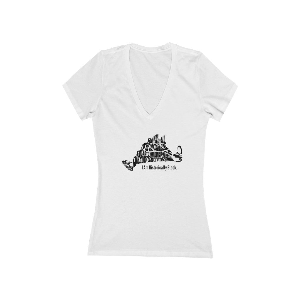 Black MV Noir - Women's Jersey Short Sleeve Deep V-Neck Tee