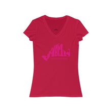 Load image into Gallery viewer, Pink HBCU - MV Women&#39;s Jersey Short Sleeve V-Neck Tee
