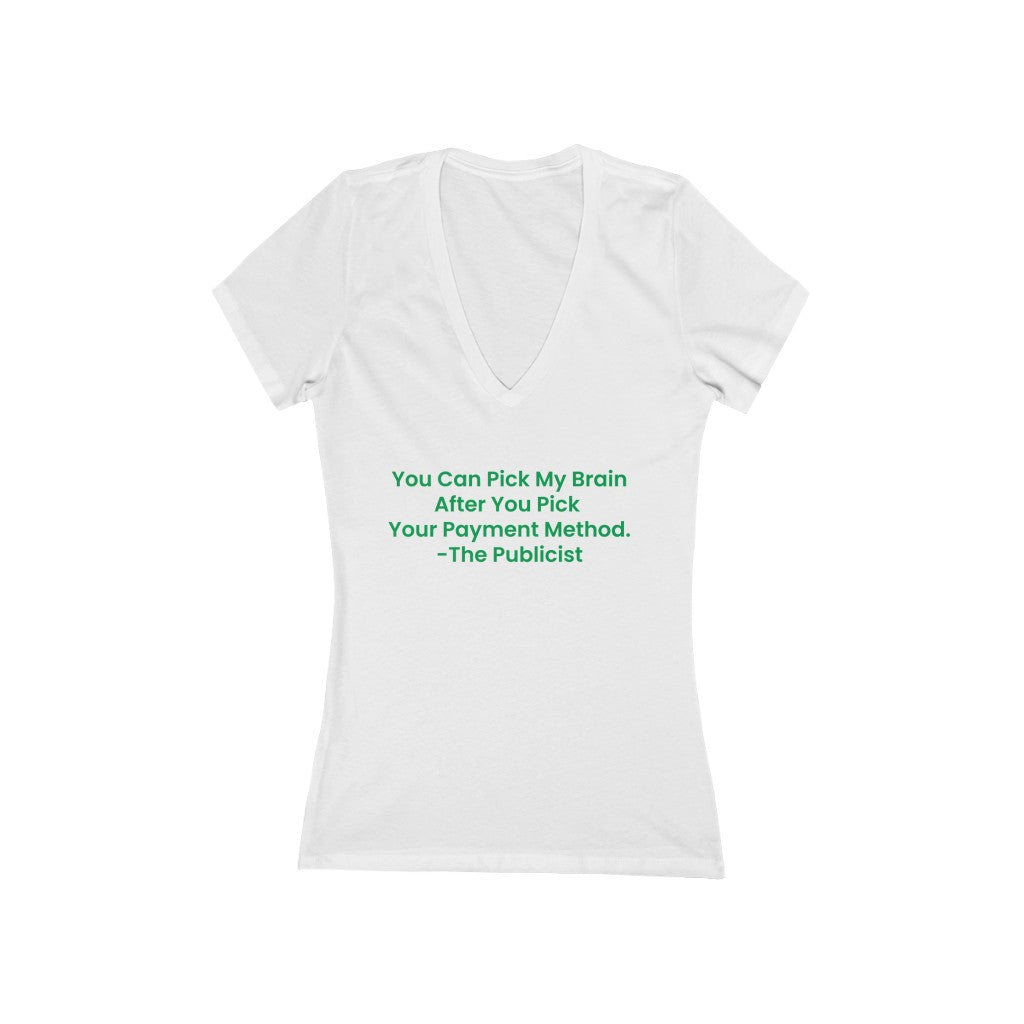 THE PUBLICIST Payment Method. Women's Jersey Short Sleeve Deep V-Neck WHITE Tee - PLEASE READ THE SIZE CHART