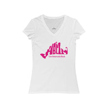 Load image into Gallery viewer, Pink HBCU - MV Women&#39;s Jersey Short Sleeve V-Neck Tee
