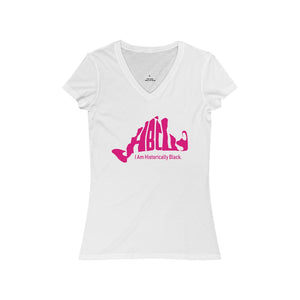 Pink HBCU - MV Women's Jersey Short Sleeve V-Neck Tee