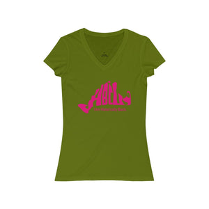 Pink HBCU - MV Women's Jersey Short Sleeve V-Neck Tee