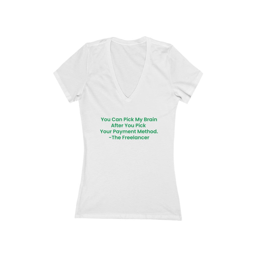 THE FREELANCER Payment Method. Women's Jersey Short Sleeve Deep V-Neck WHITE Tee - PLEASE READ THE SIZE CHART