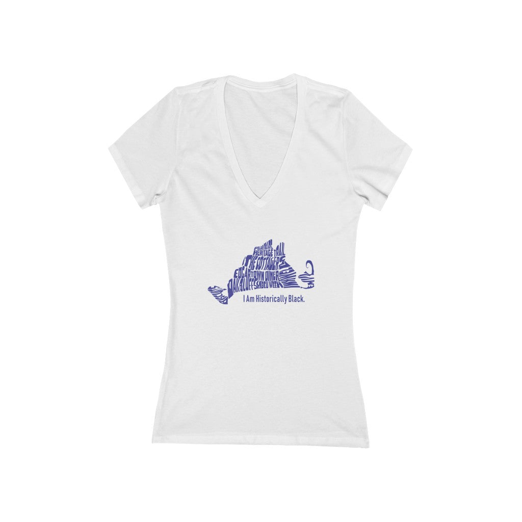 Blue MV Noir -  Women's Jersey Short Sleeve Deep V-Neck Tee