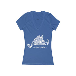 Blue Women's Jersey Short Sleeve Deep V-Neck Tee