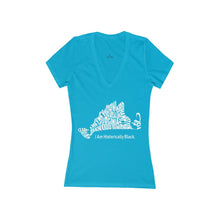Load image into Gallery viewer, Blue Women&#39;s Jersey Short Sleeve Deep V-Neck Tee
