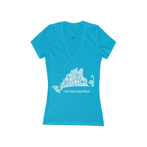 Blue Women's Jersey Short Sleeve Deep V-Neck Tee