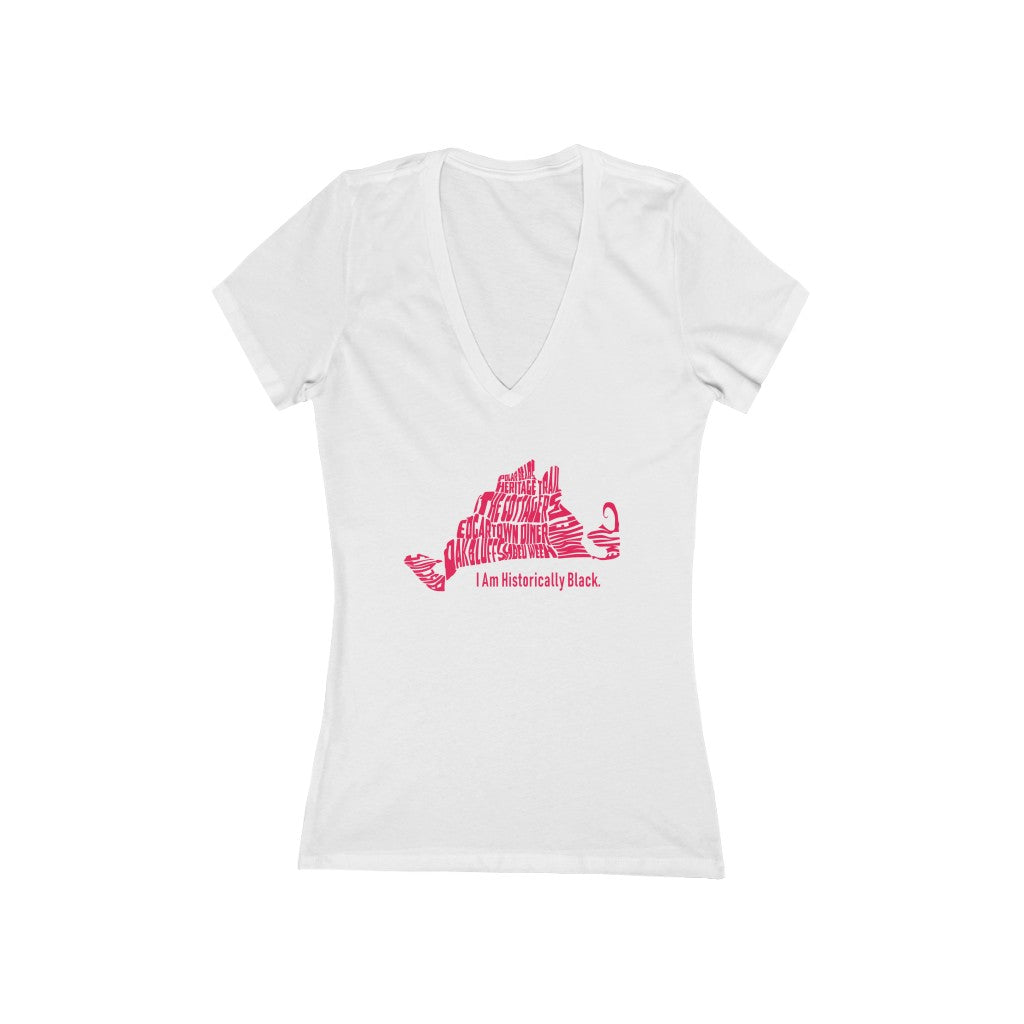 Red - MV Noir Women's Jersey Short Sleeve Deep V-Neck Tee