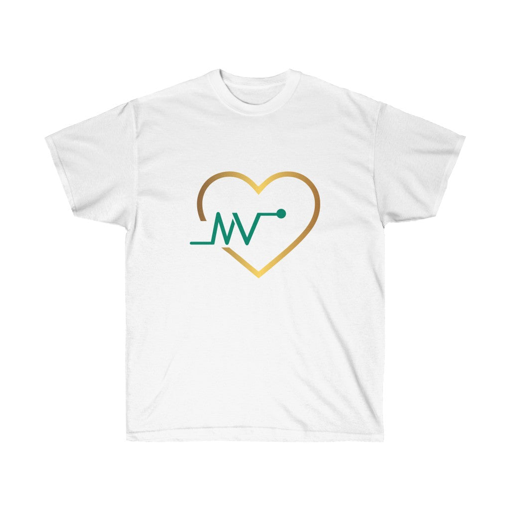 Unisex Ultra Cotton Tee I LOVE MV   (Green MV IN Gold HEART) PLEASE READ THE SIZE CHART