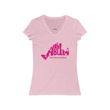 Load image into Gallery viewer, Pink HBCU - MV Women&#39;s Jersey Short Sleeve V-Neck Tee
