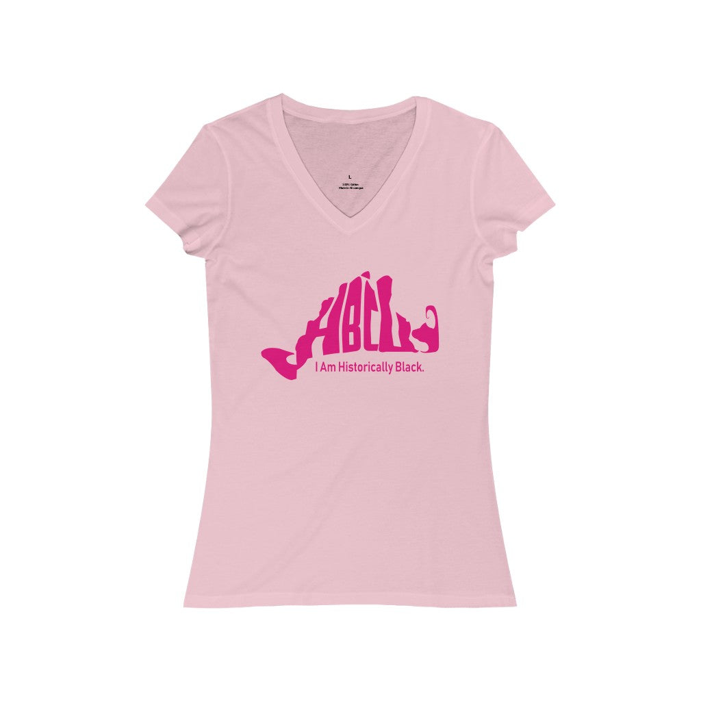 Pink HBCU - MV Women's Jersey Short Sleeve V-Neck Tee
