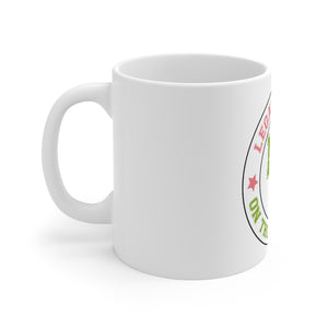 Pink and Green LEGACY WEEK ON THE VINEYARD Mug 11oz- Legacy Week (salmon pink) M ( apple green ) V (salmon pink) accent stars ( R-pink ), (L-green)