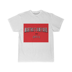 Martha's Vineyard and Chill - White with Red Box PLEASE SEE SIZE CHART Men's Short Sleeve Tee
