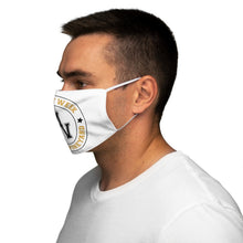 Load image into Gallery viewer, Black and Gold LEGACY WEEK ON THE VINEYARD Snug-Fit Polyester Face Mask LWV (gold) MV and accent stars ( black )
