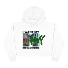 Load image into Gallery viewer, I Want My MVY - Martha&#39;s Vineyard Women&#39;s pink  Crop Hoodie ( Gingerbread M with Forest Green MVY ) PLEASE SEE SIZE CHART
