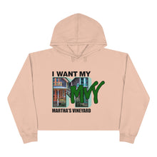 Load image into Gallery viewer, I Want My MVY - Martha&#39;s Vineyard Women&#39;s pink  Crop Hoodie ( Gingerbread M with Forest Green MVY ) PLEASE SEE SIZE CHART
