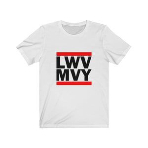 LWV- MVY Black Shirt with White Letters Unisex Jersey Short Sleeve Tee PLEASE READ SIZING CHART